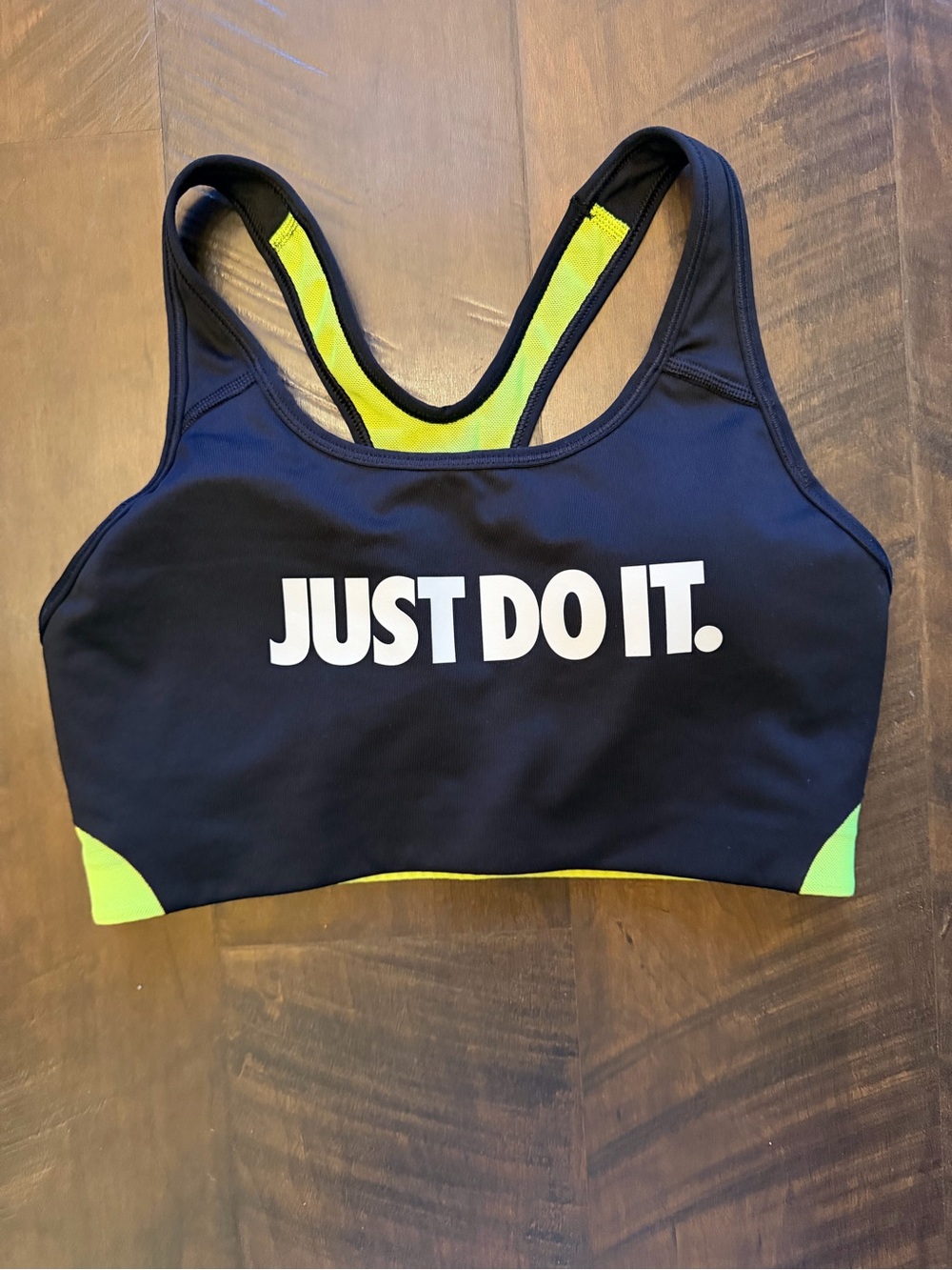 Nike Women’s Black & Neon Yellow 'Just Do It' Racerback Bikini Top